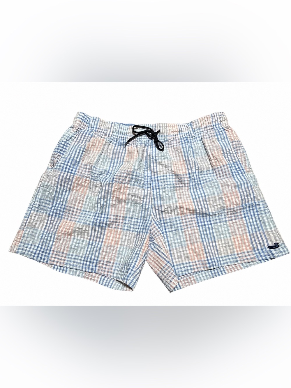 Southern Marsh Men's Pastel Plaid Swim Trunks - Light Blue & Coral |L|
